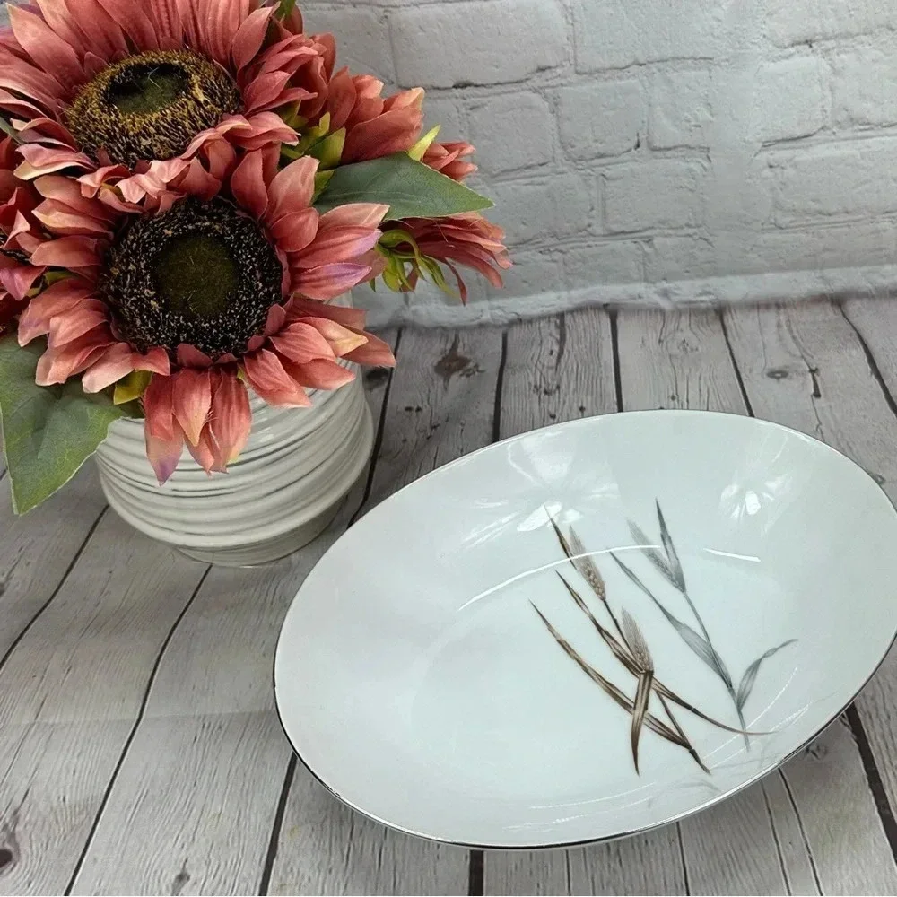 vtg Silver Wheat by Harmony House China serving bowl farmhouse retro timeless